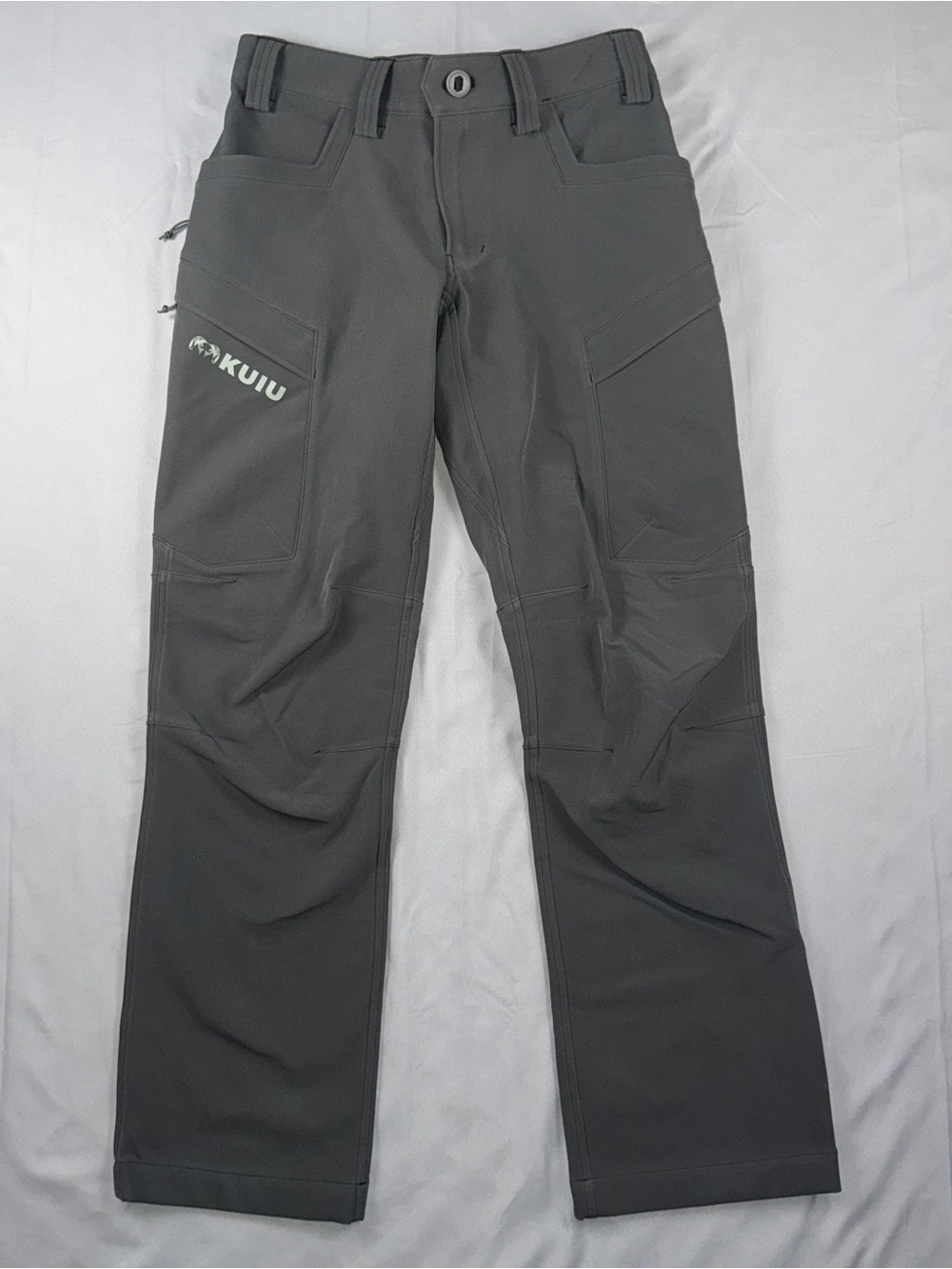 KUIU Attack Pants Mens 28 Gray Softshell Hiking Zip Pockets Stretch Hunting